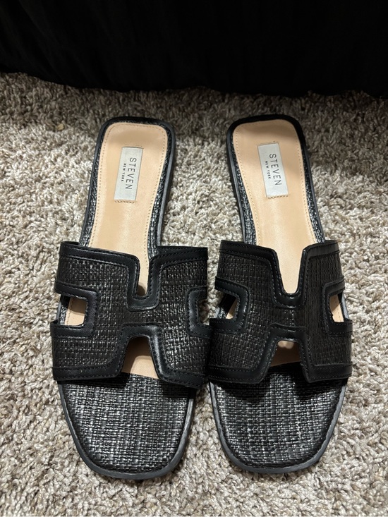 Steve Madden Shoes - Steve Madden Black Woven Slide Sandals